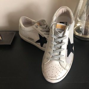 GGDB Silver Lurex Mesh Superstars (Size 38)